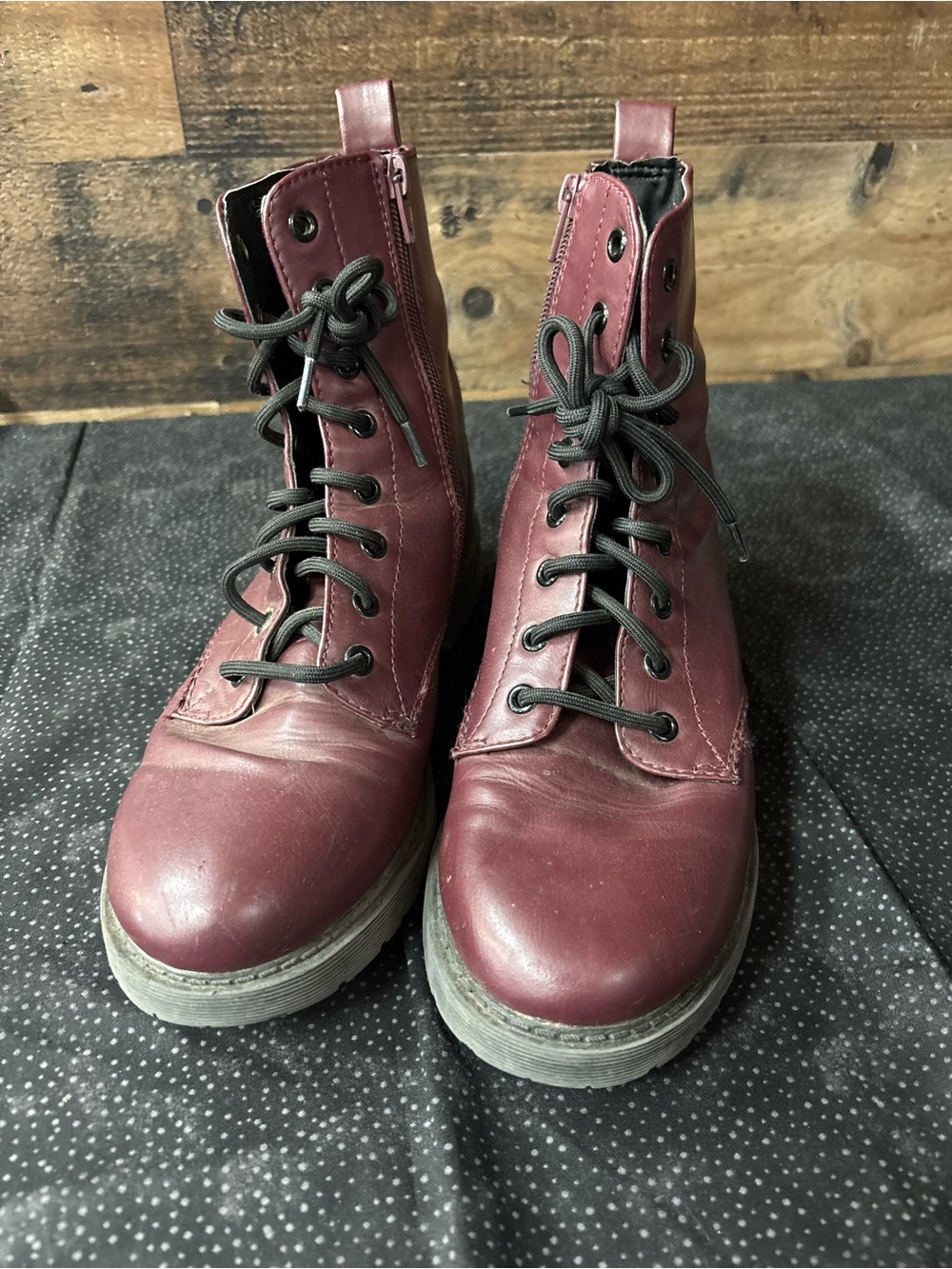 Time and Tru Wine Lace-Up Combat Boots
